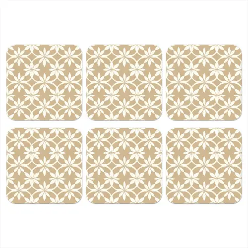 Bloemen - Patroon - Beige onderzetter kurk middel 366 -3d