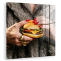Vrouw - Hamburger - Bontjas plexiglas 5mm klein -zzzproduct_nieuw