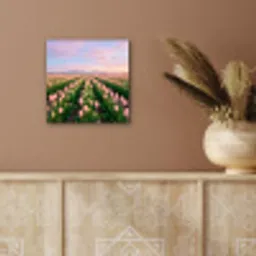 Tulpen - Landschap - Roze aluminium wit klein -sfeer4