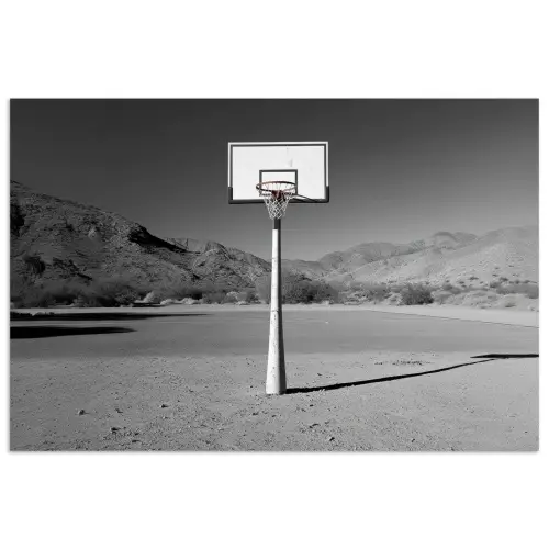 Basketbalpaal - Landschap - Zand - Wit poster papier klein -3d