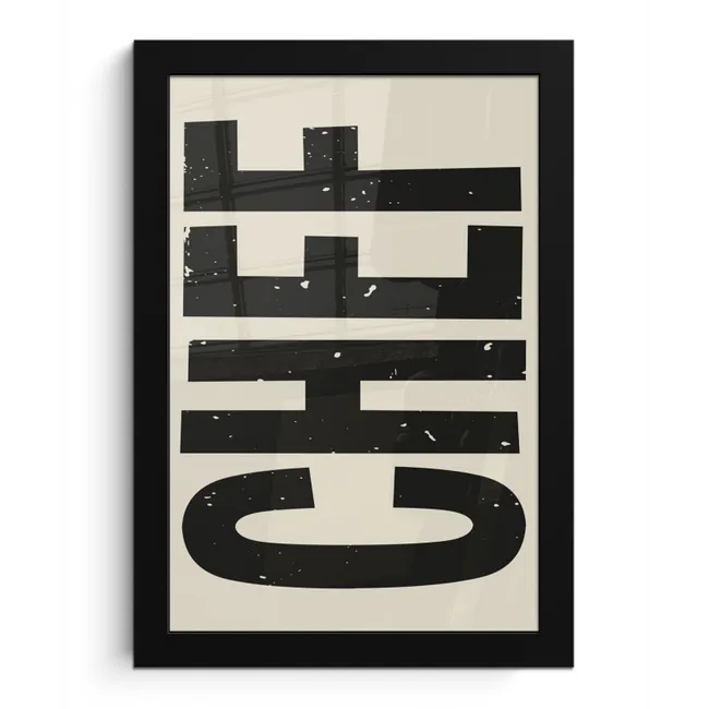 Vintage - Chef - Japandi - Zwart fotolijst zwart zonder passe partout klein -3d