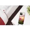 Bloemen - Roze - Zonsondergang Hoesje iPhone 12 Pro met koord klein -kamer