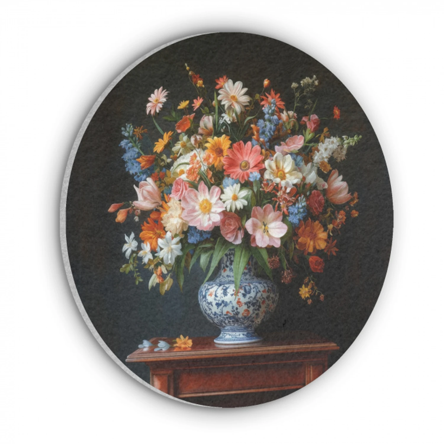 Boeket - Roze - Bloemen - Vaas Akoestische PET Vilt - Rond klein -3d