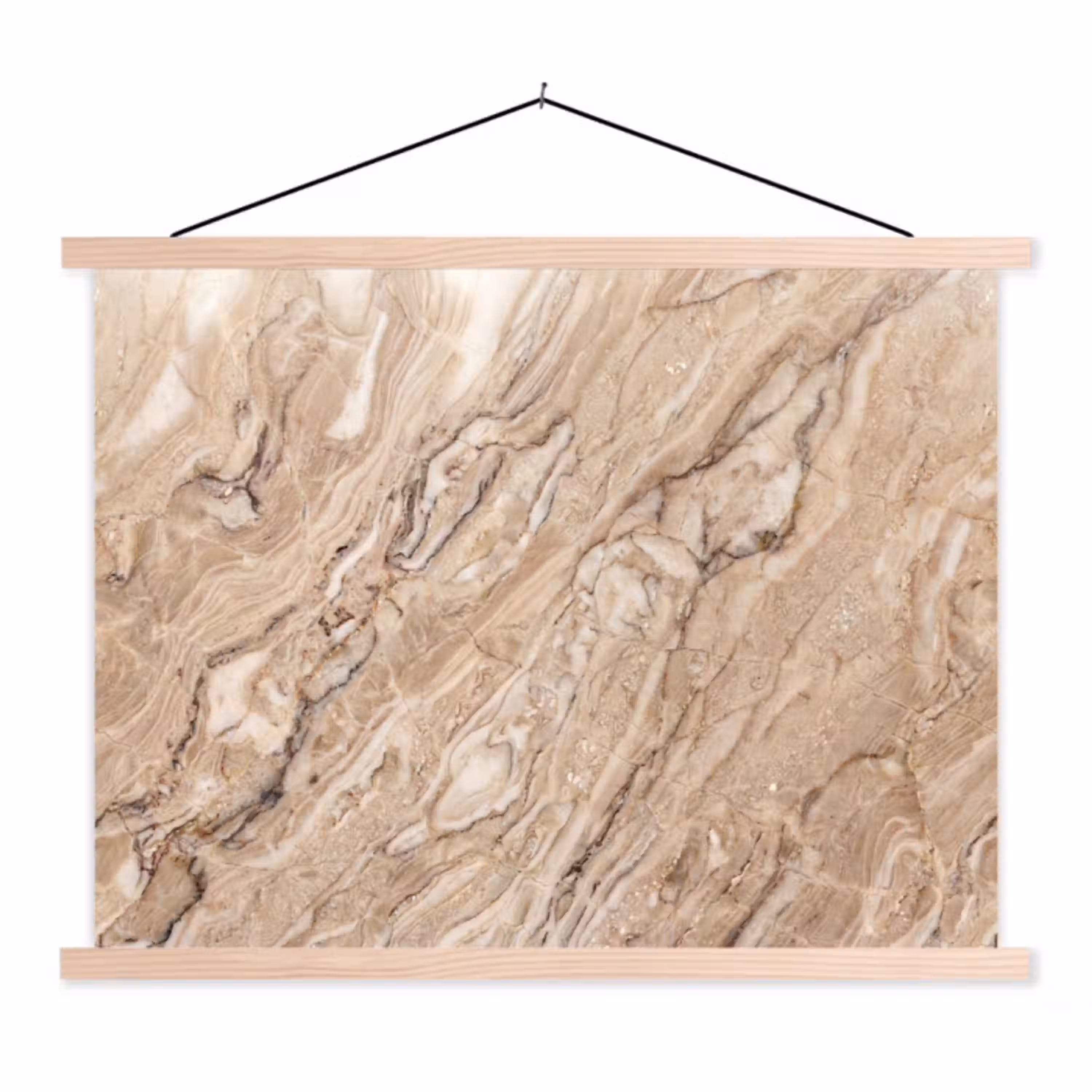 Textuur - Aders - Abstract - Modern - Beige textielposter latten blank klein -3d