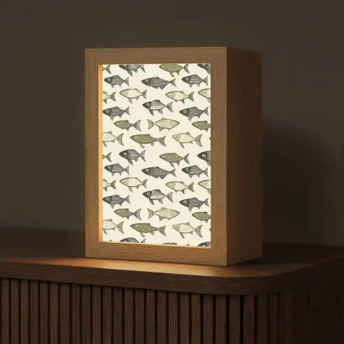 Vissen - Klassiek - Groen Light Box met kabel (Tafellamp) klein 925 -z3d_website