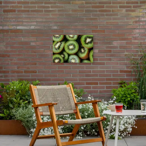 Kiwi - Fruit - Groen Tuinposter op houten frame 2 cm dik klein -sfeer3