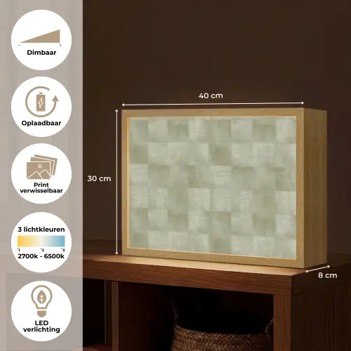 Vlakken - Rustiek - Groen Light Box met batterij (Wandlamp) middel 907 -USP_websiteoverzichtNL
