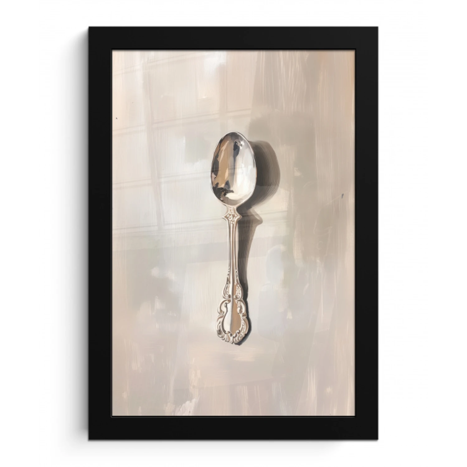 Lepel - Verf - Zilver fotolijst zwart zonder passe partout klein -3d