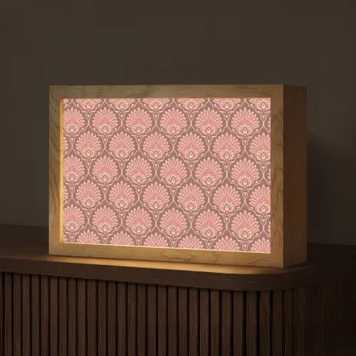 Waaiermotief - Patroon - Roze Light Box met kabel (Tafellamp) klein -z3d_website