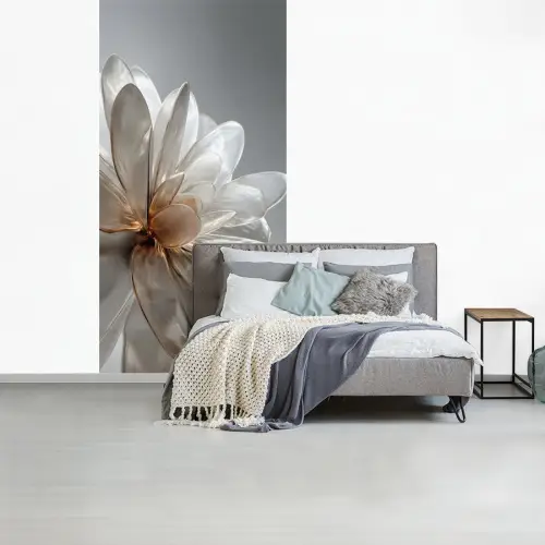 Bloem - Wit - Neutraal fotobehang vinyl groot -slaapkamer
