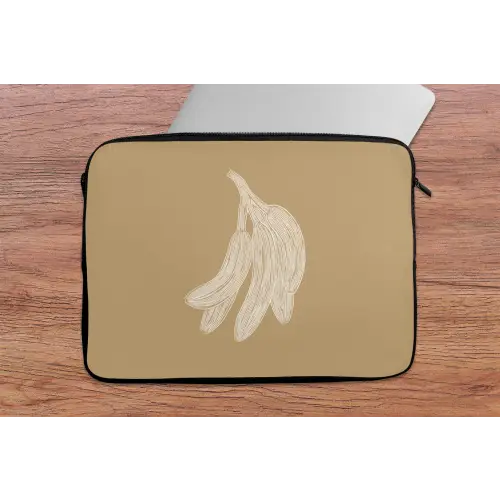 Bananen - Beige - Lijntekening - Minimalistisch laptophoes neopreen klein -tafel