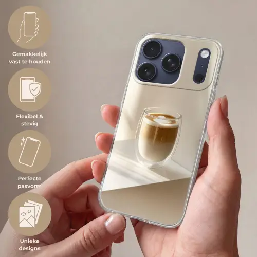 Mok - Latte - Minimalistisch - Schaduw Telefoonhoesje iPhone 17 Pro klein -sfeer3_NL