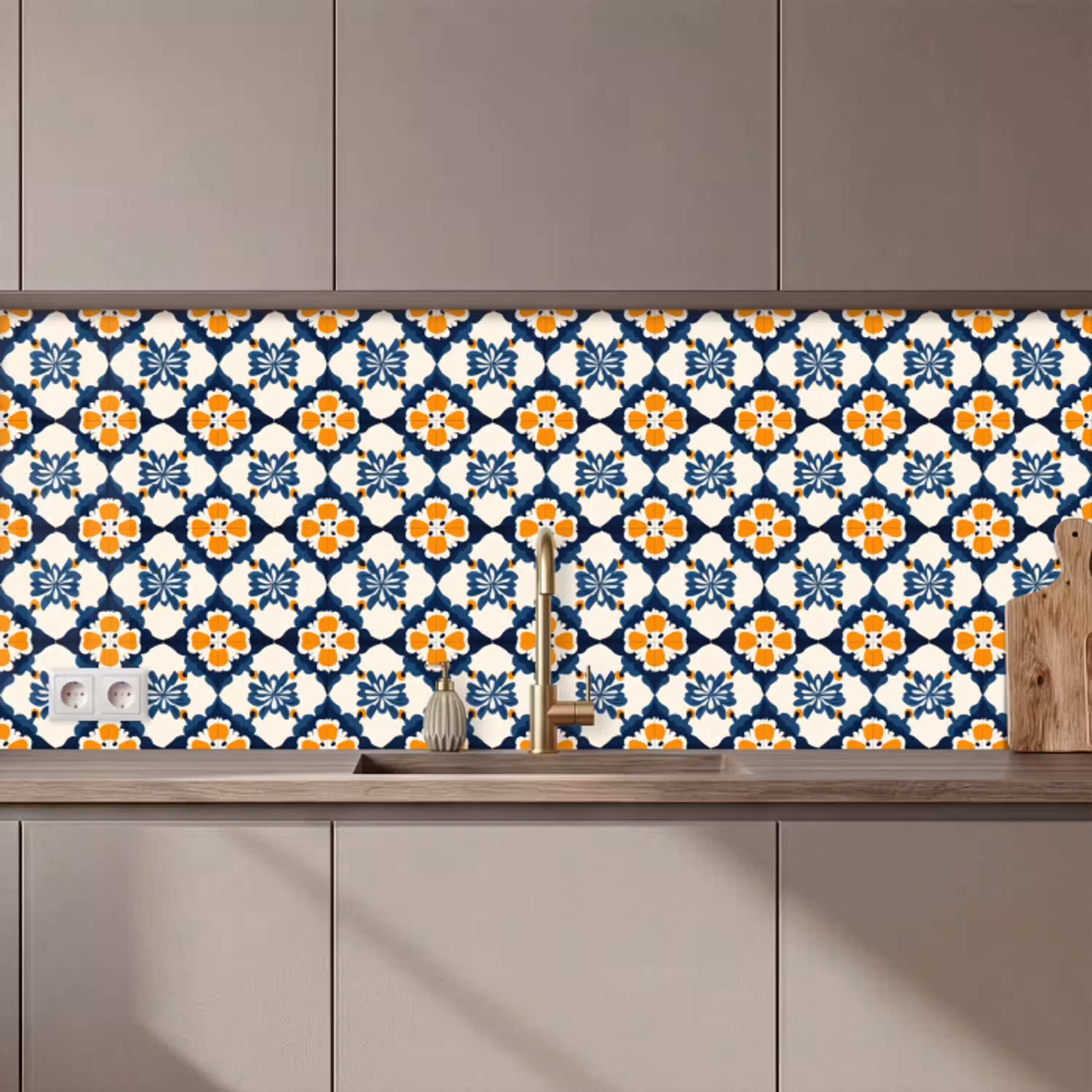 Klassiek - Geometrisch - Blauw keuken achterwand 2 middel 871 zz_3dshopping