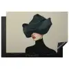 Vrouw - Groen - Hoed Inductie beschermer vinyl 3mm klein -3d