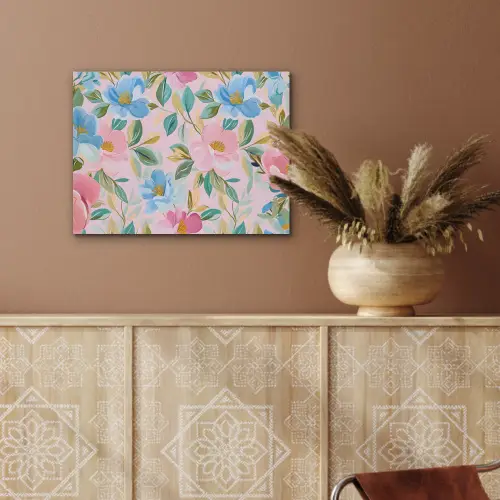 Blauw - Roze - Bloemen PET vilt klein -sfeer4