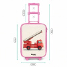 Brandweerwagen - Getekend - Rood Kinderkoffer - Roze klein -productfoto_formaten