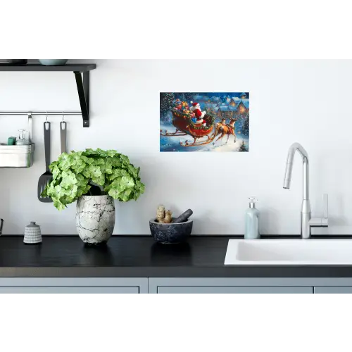 Kerstman - Rendier - Kerst - Sneeuw Muursticker klein -keuken
