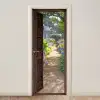Doorkijk - Hortensia - Deur - Bloemen - Natuur deurposter klein -3d_beige