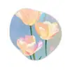 Tulpen - Roze accenten - Blauw Wandcirkel Organisch Forex 3mm klein -3d