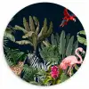 Jungle - Planten - Dieren - Kinderen - Flamingo - Zebra Wandcirkel kunststof plaat 5mm dik klein -3d