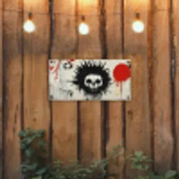 Graffiti - Schedel - Abstract - Rood tuinposter los doek klein -sfeer1