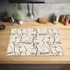 Beige - Gezicht - Lijnen - Bruin Inductie beschermer vinyl 3mm klein 276 -sfeer5