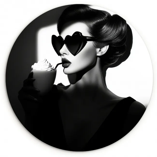 Vrouw - Zwart - Hart KitchenYeah - Keuken - Wandcirkel Forex klein -3d