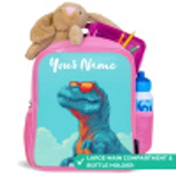 Dino - Zonnebril - Blauw Kinderrugzak - Roze middel -inhoud_UK