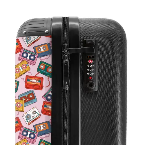 Retro disco cassettes patroon kleurrijk NBS - Handbagage koffer - Kinderen Unisex middel -slot