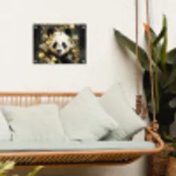 Panda - Pandabeer - Wilde dieren - Natuur - Bloemen tuinposter los doek klein -sfeer7