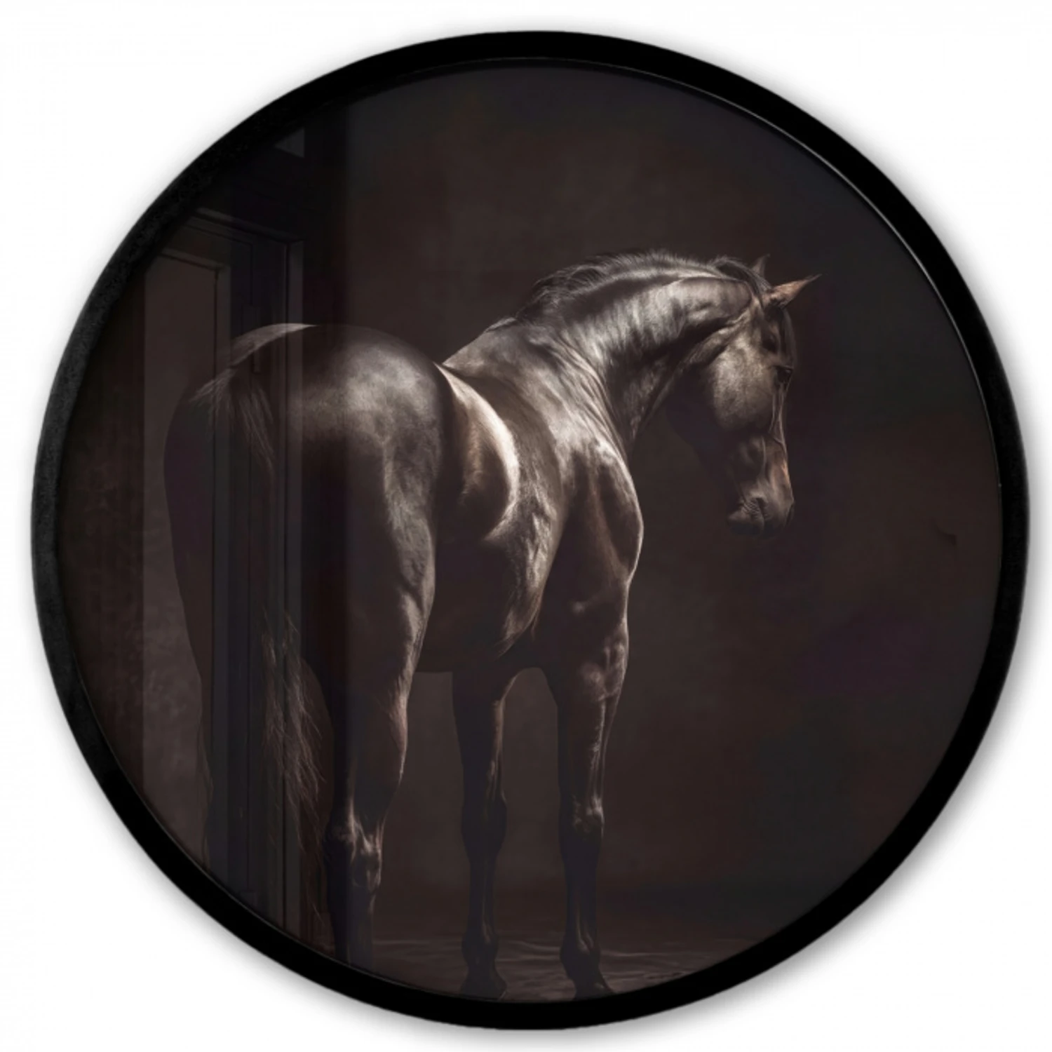 Krachtig - Paard - Donker Fotolijst rond zonder passe partout klein -3d