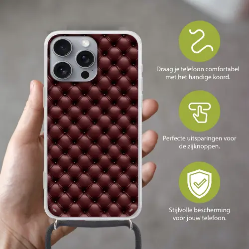 Leer - Patroon - Bordeaux Hoesje iPhone 16 Pro Max met koord klein 804 -sfeer2_NL