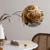 Schotse Hooglander - Dieren - Bruin - Koe - Zwart - Wit - Natuur Wandcirkel behangsticker klein -sfeer3