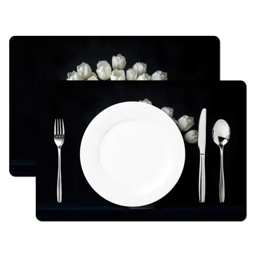 Wit - Bloemen - Tulpen - Vaas Placemat vinyl groot -zzsfeer2_Kitchenyeah-website