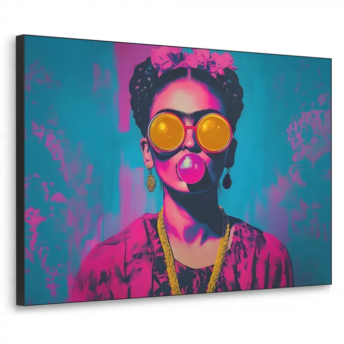 Vrouw - Kauwgom - Zonnebril - Oranje Textielframe - compleet frame klein -3d