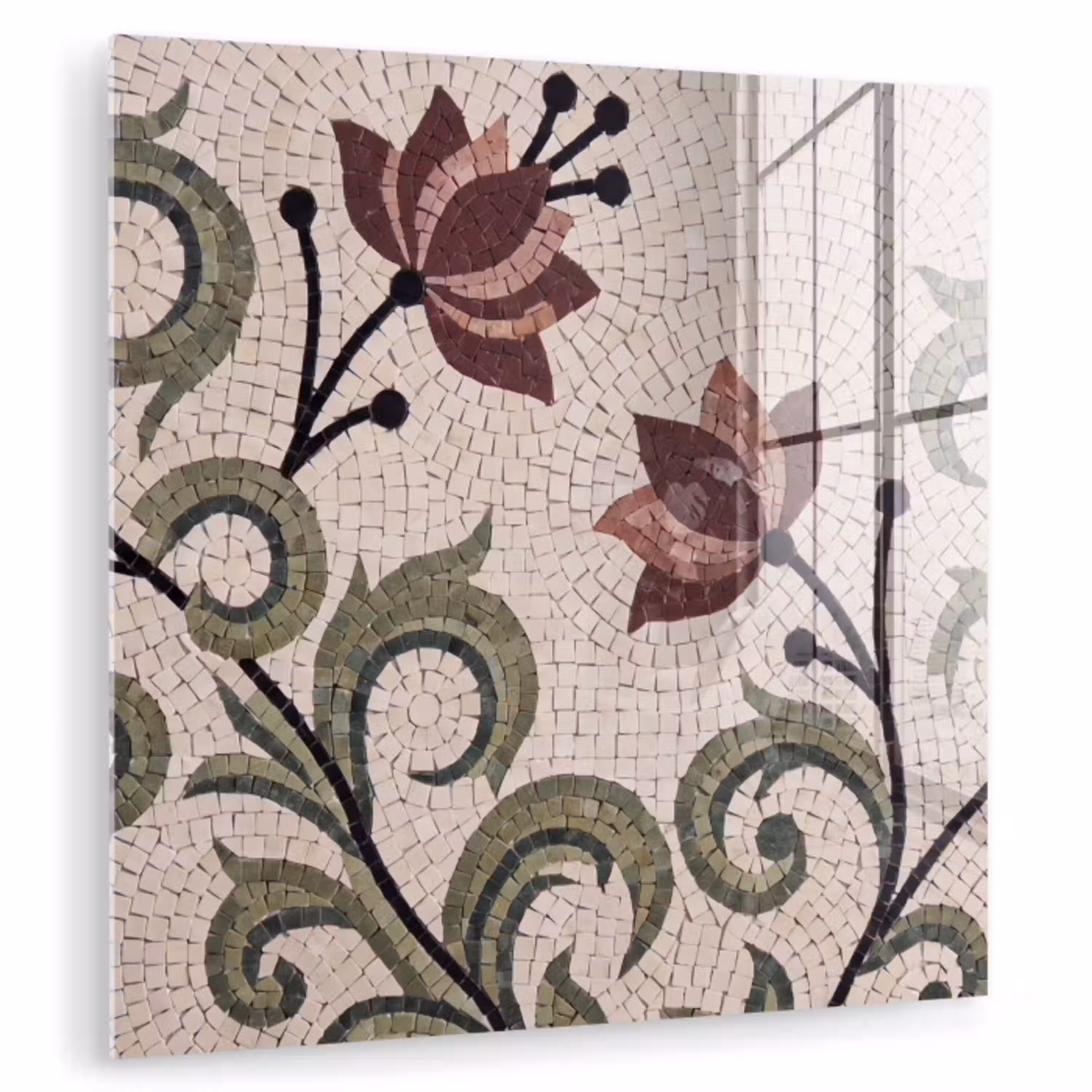 Bloemen - Mozaïek - Patroon - Abstract - Groen plexiglas 5mm klein -zzzproduct_nieuw