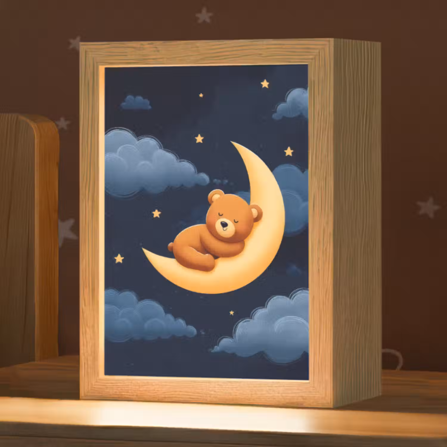 Nachtlicht Kinder - Teddybär - Mond - Wolken - Sterne