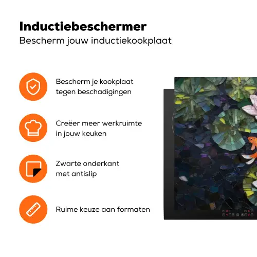 Glasstukjes - Leliebladeren - Vis - Oranje Inductie beschermer vinyl 3mm klein -zzzzzzz-td-ups
