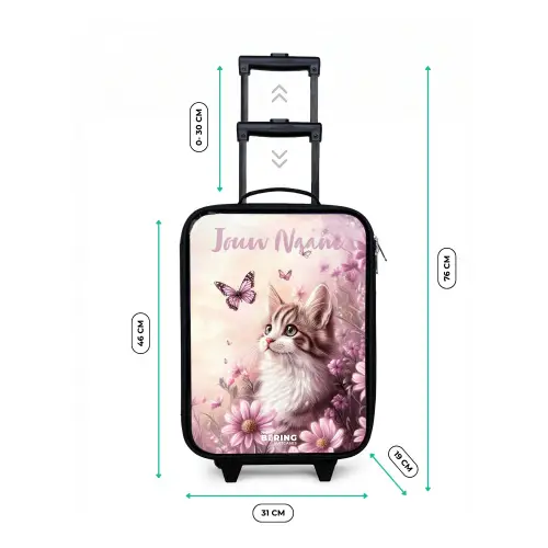 Kitten - Vlinders - Paars - Bloemen Kinderkoffer - Zwart klein -productfoto_formaten