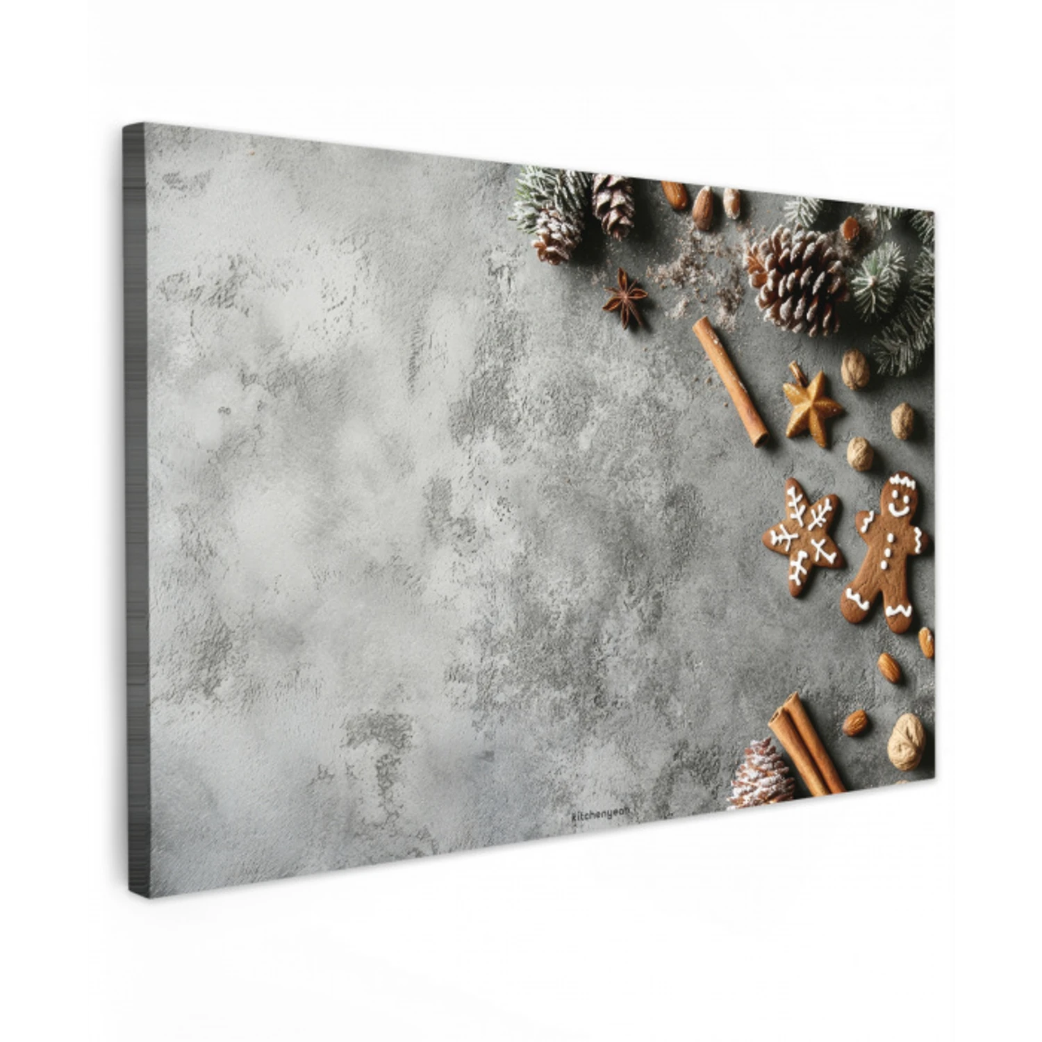 Winter - Kerst - Beton - Dennenappels canvas 2cm klein -z3d