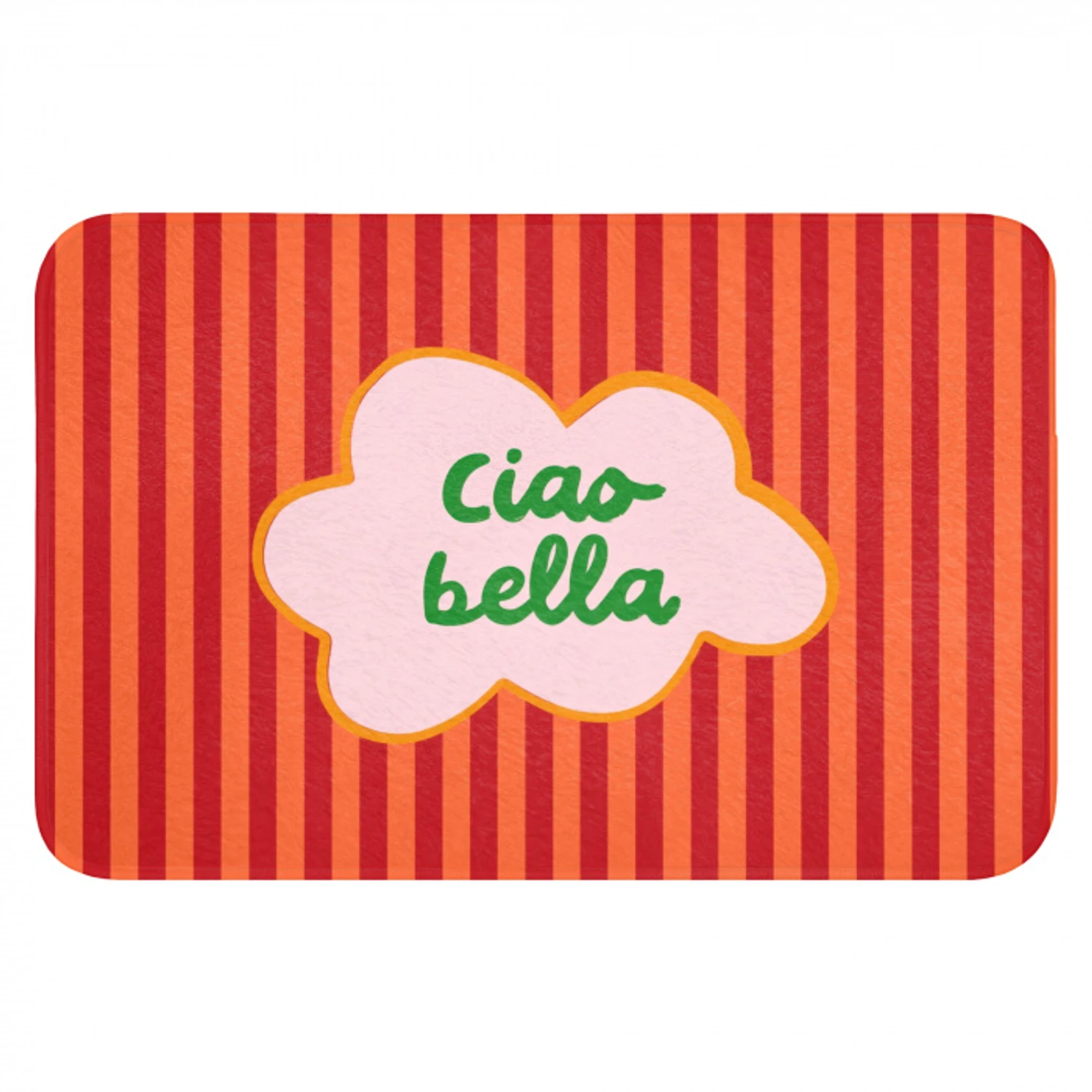 Ciao bella - Tekstwolk - Strepen - Oranje Badmat klein -3d