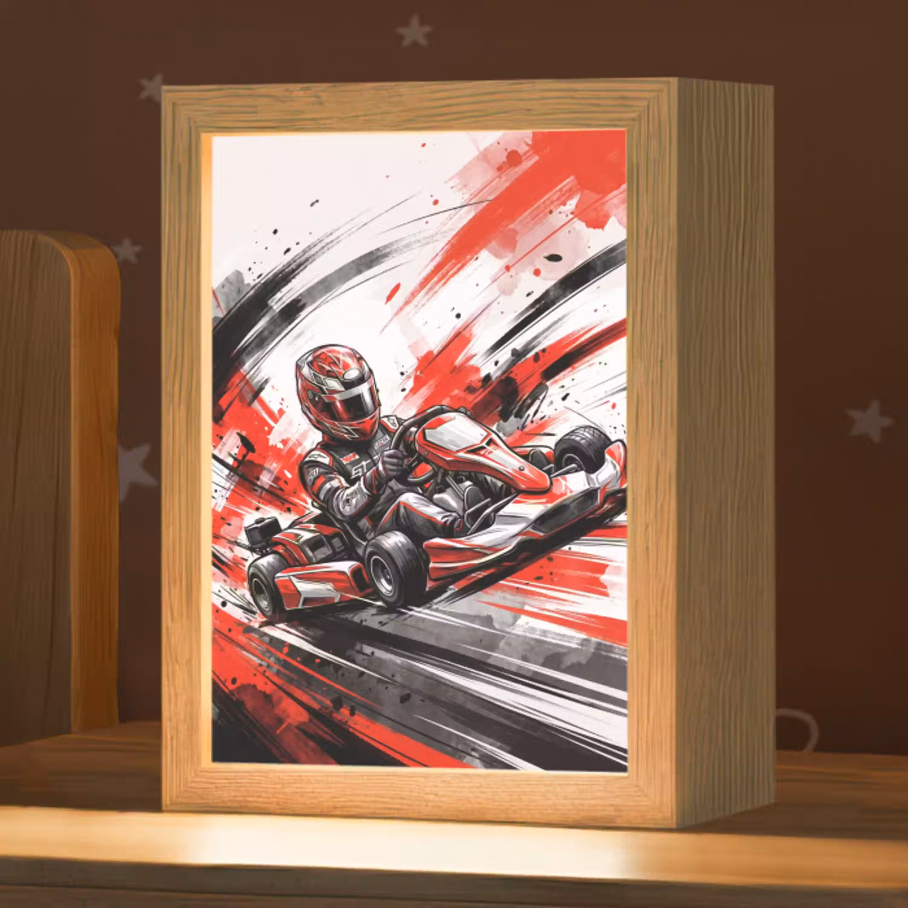 Kart - Coureur - Snelheid - Rood Light Box met kabel (Kinderlampje) klein -zzz_3d_website