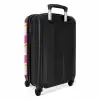 Golvende strepen in roze en oranje NBS - Handbagage koffer - Unisex middel -achterkant