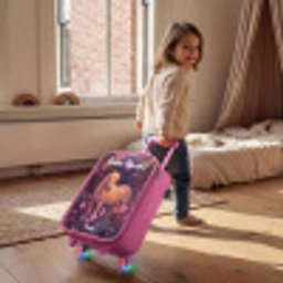 Paard - Bloemen - Paars - Vlinder Kinderkoffer - Roze klein -sfeer1