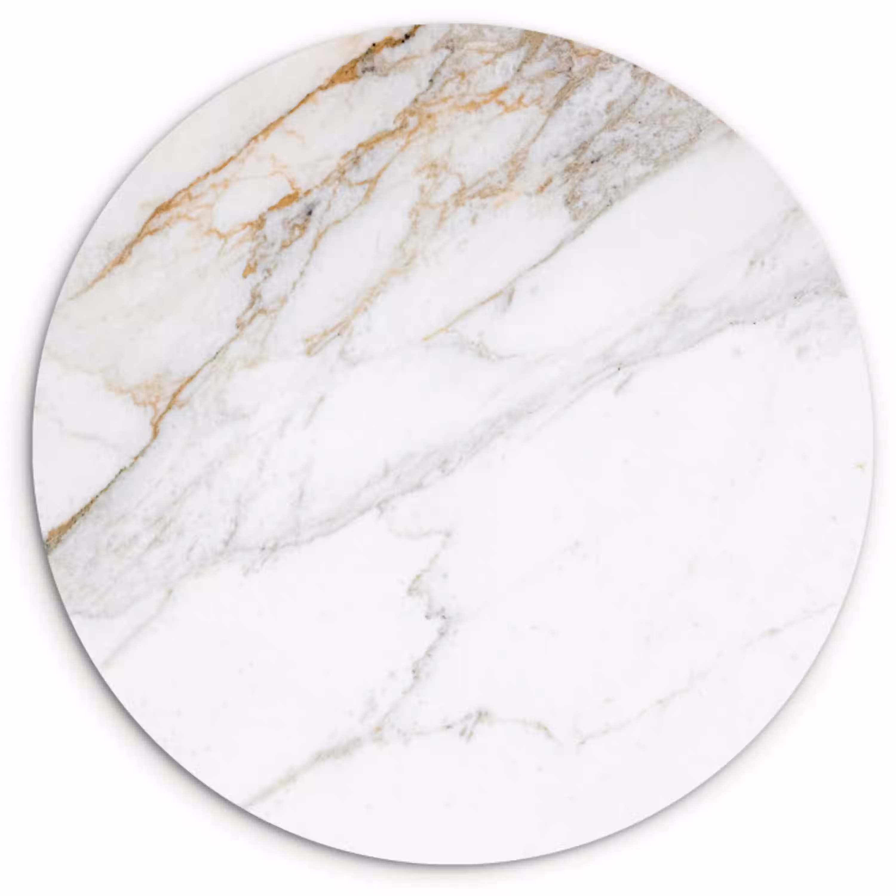 Marmer - Steen - Wit - Goud - Marmerlook - Steen - Luxe Wandcirkel kunststof plaat 5mm dik klein -3d