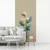 Paradijsvogelbloemen - Blauwgroene bladeren - Beige fotobehang vinyl groot -woonkamer