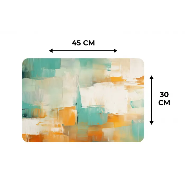 Kunst - Abstract - Blauw - Wit Placemat vinyl groot -specs