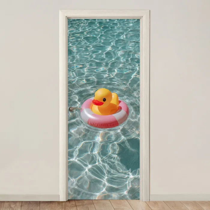 Badeend - Zwemband - Geel deurposter klein -3d_beige