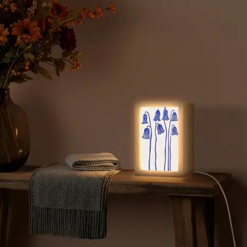 Bloemen - Blauw - Lijnen - Bloemblaadjes Light Box met kabel (Tafellamp) klein -sfeer4