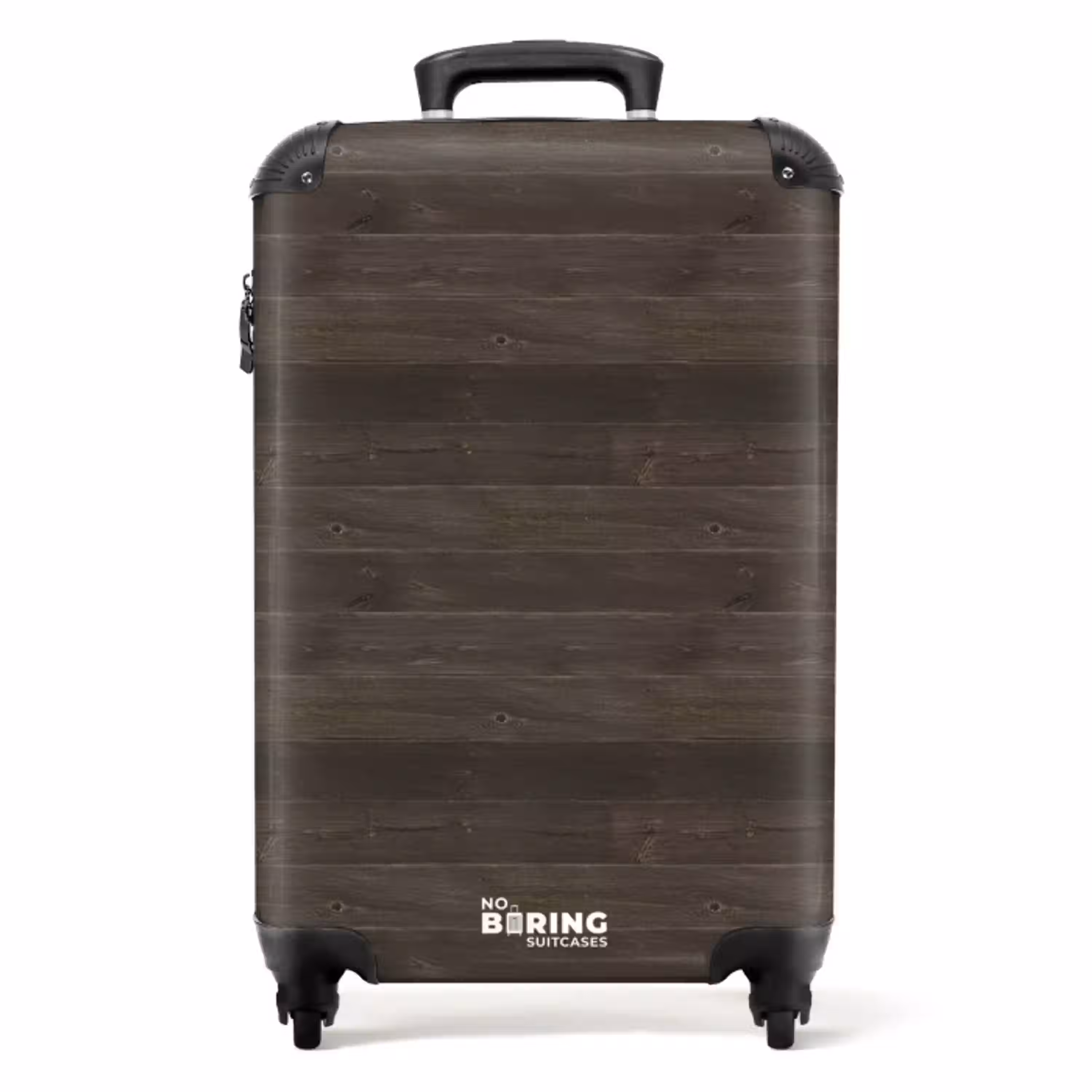 Donker verweerd hout met horizontale planken NBS - Handbagage koffer - Volwassenen Unisex middel -productfoto_recht